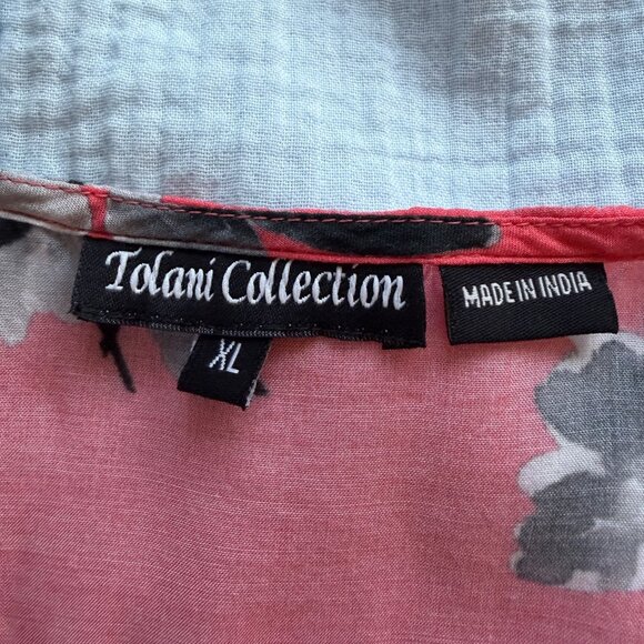 Tolani Collection Floral Twist Front Woven Top Coral Womens Size XL Boho Femme - Picture 5 of 8